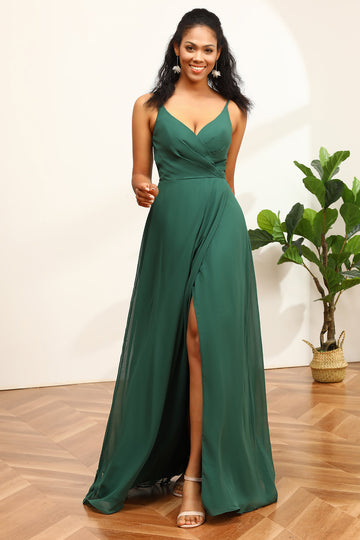Verde oscuro vestido de dama de honor encaje